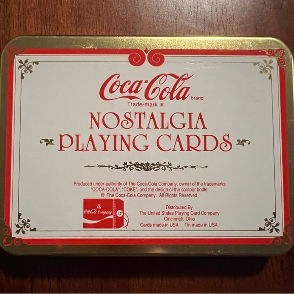 Coca-Cola Nostalgia Christmas Santa Playing Cards 1994- 2 Decks w/Tin- 1 Sealed - Picture 2 of 3
